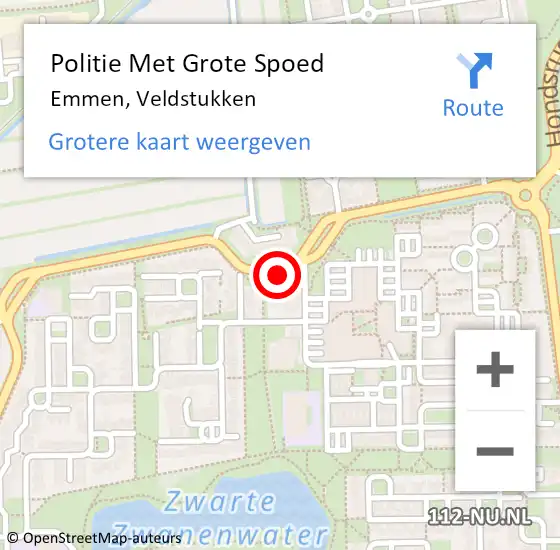 Locatie op kaart van de 112 melding: Politie Met Grote Spoed Naar Emmen, Veldstukken op 2 maart 2022 18:27