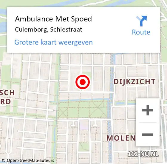 Locatie op kaart van de 112 melding: Ambulance Met Spoed Naar Culemborg, Schiestraat op 2 maart 2022 18:35