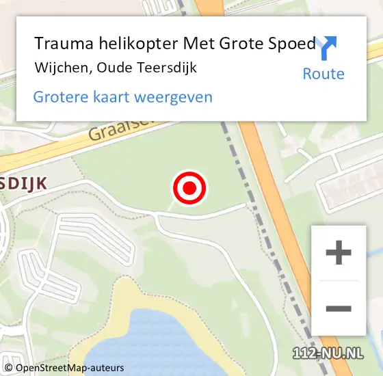 Locatie op kaart van de 112 melding: Trauma helikopter Met Grote Spoed Naar Wijchen, Oude Teersdijk op 2 maart 2022 18:52