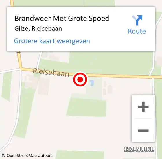 Locatie op kaart van de 112 melding: Brandweer Met Grote Spoed Naar Gilze, Rielsebaan op 2 maart 2022 19:01