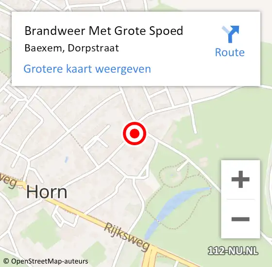 Locatie op kaart van de 112 melding: Brandweer Met Grote Spoed Naar Baexem, Dorpstraat op 2 maart 2022 19:27