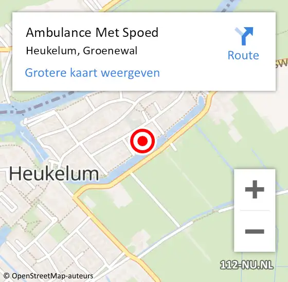 Locatie op kaart van de 112 melding: Ambulance Met Spoed Naar Heukelum, Groenewal op 2 maart 2022 19:33