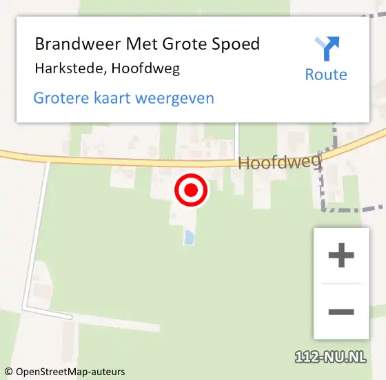 Locatie op kaart van de 112 melding: Brandweer Met Grote Spoed Naar Harkstede, Hoofdweg op 2 maart 2022 20:09