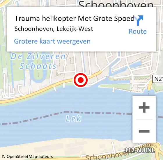 Locatie op kaart van de 112 melding: Trauma helikopter Met Grote Spoed Naar Schoonhoven, Lekdijk-West op 2 maart 2022 20:34