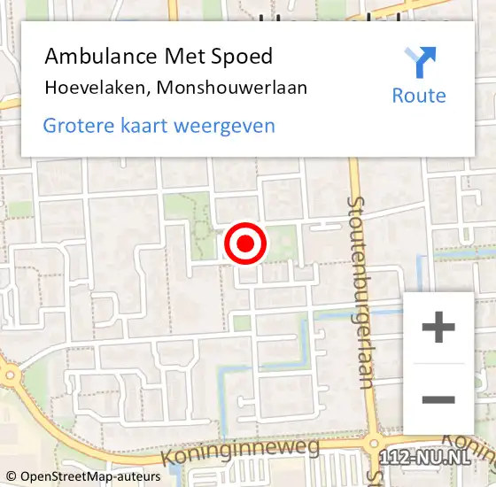 Locatie op kaart van de 112 melding: Ambulance Met Spoed Naar Hoevelaken, Monshouwerlaan op 2 maart 2022 21:14