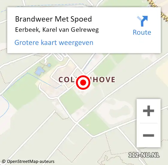 Locatie op kaart van de 112 melding: Brandweer Met Spoed Naar Eerbeek, Karel van Gelreweg op 2 maart 2022 21:22