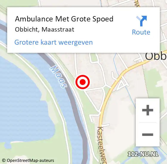 Locatie op kaart van de 112 melding: Ambulance Met Grote Spoed Naar Obbicht, Maasstraat op 10 juli 2014 03:48