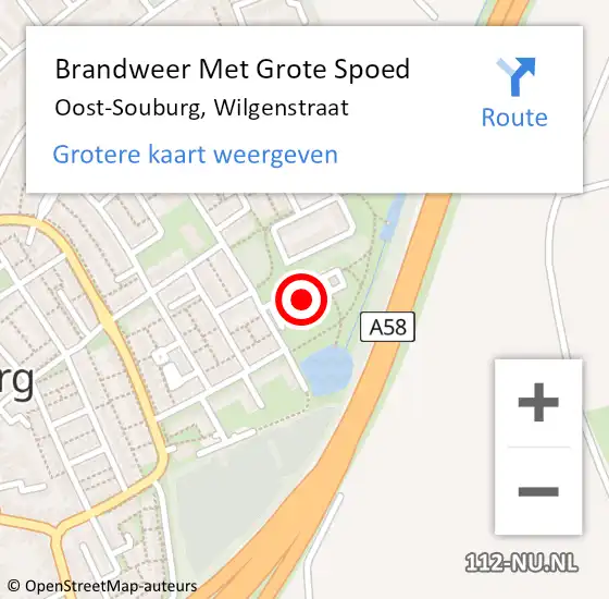 Locatie op kaart van de 112 melding: Brandweer Met Grote Spoed Naar Oost-Souburg, Wilgenstraat op 2 maart 2022 23:30