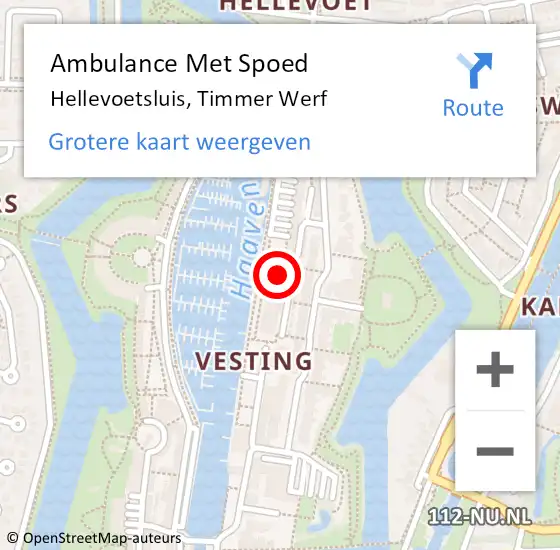 Locatie op kaart van de 112 melding: Ambulance Met Spoed Naar Hellevoetsluis, Affuitweg op 2 maart 2022 23:30