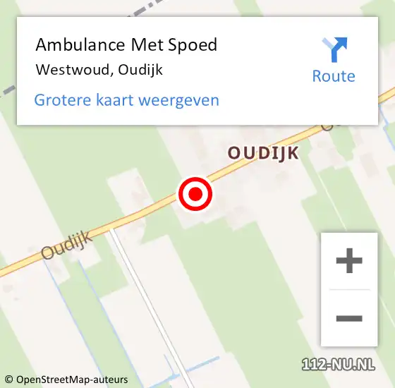 Locatie op kaart van de 112 melding: Ambulance Met Spoed Naar Westwoud, Oudijk op 3 maart 2022 00:34