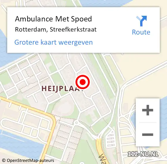 Locatie op kaart van de 112 melding: Ambulance Met Spoed Naar Rotterdam, Streefkerkstraat op 3 maart 2022 01:07