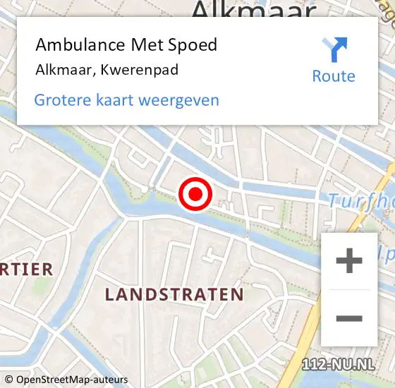 Locatie op kaart van de 112 melding: Ambulance Met Spoed Naar Alkmaar, Kwerenpad op 3 maart 2022 01:23