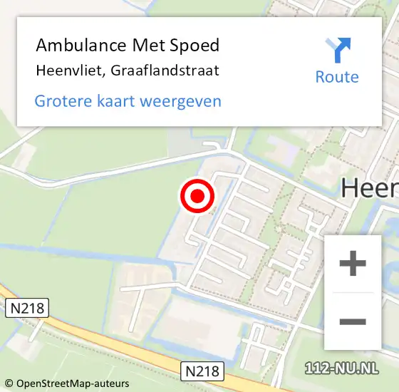 Locatie op kaart van de 112 melding: Ambulance Met Spoed Naar Heenvliet, Graaflandstraat op 3 maart 2022 01:25