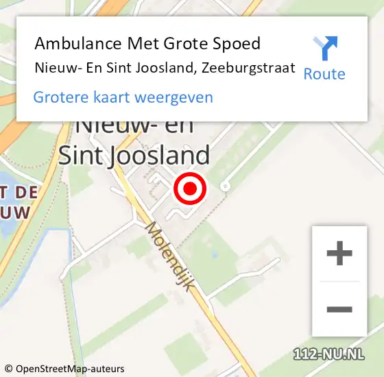 Locatie op kaart van de 112 melding: Ambulance Met Grote Spoed Naar Nieuw- En Sint Joosland, Zeeburgstraat op 10 juli 2014 04:11