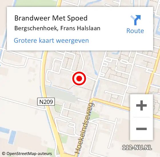 Locatie op kaart van de 112 melding: Brandweer Met Spoed Naar Bergschenhoek, Frans Halslaan op 3 maart 2022 02:19