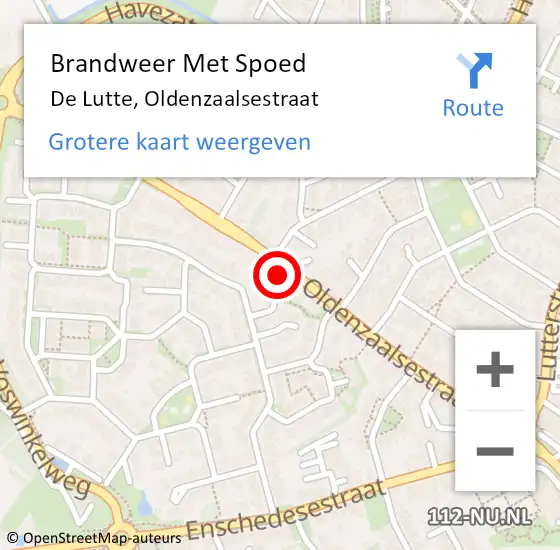Locatie op kaart van de 112 melding: Brandweer Met Spoed Naar De Lutte, Oldenzaalsestraat op 3 maart 2022 02:21