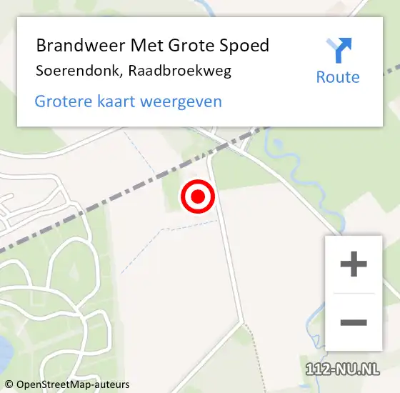 Locatie op kaart van de 112 melding: Brandweer Met Grote Spoed Naar Soerendonk, Raadbroekweg op 3 maart 2022 02:56