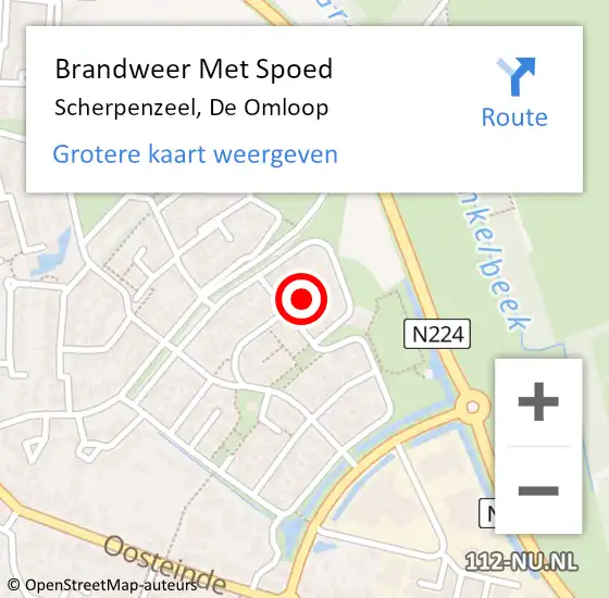 Locatie op kaart van de 112 melding: Brandweer Met Spoed Naar Scherpenzeel, De Omloop op 3 maart 2022 03:10