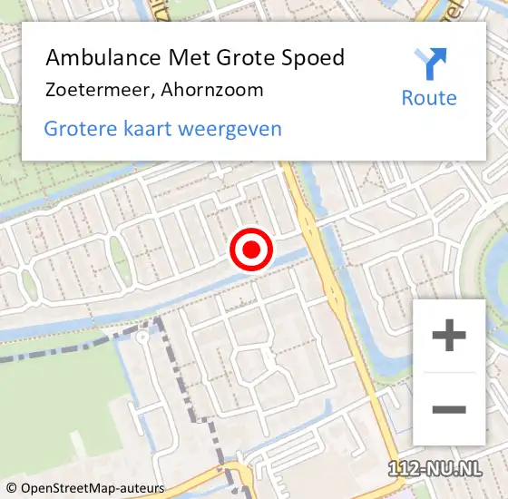 Locatie op kaart van de 112 melding: Ambulance Met Grote Spoed Naar Zoetermeer, Ahornzoom op 3 maart 2022 04:50