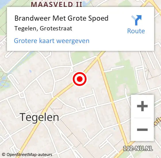 Locatie op kaart van de 112 melding: Brandweer Met Grote Spoed Naar Tegelen, Grotestraat op 3 maart 2022 05:12