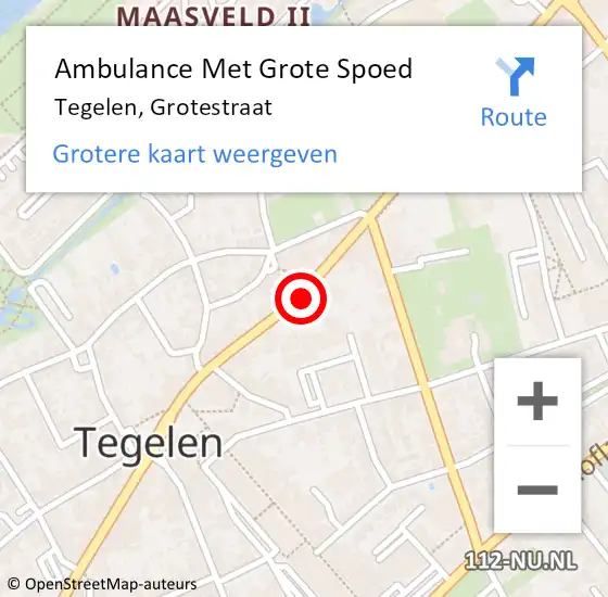 Locatie op kaart van de 112 melding: Ambulance Met Grote Spoed Naar Tegelen, Grotestraat op 3 maart 2022 05:15