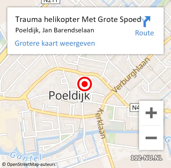 Locatie op kaart van de 112 melding: Trauma helikopter Met Grote Spoed Naar Poeldijk, Jan Barendselaan op 3 maart 2022 07:32