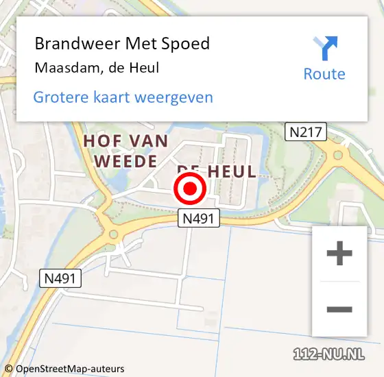 Locatie op kaart van de 112 melding: Brandweer Met Spoed Naar Maasdam, de Heul op 3 maart 2022 07:37