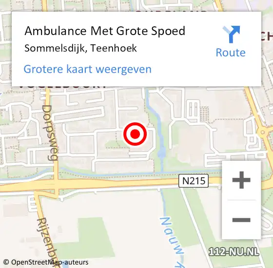 Locatie op kaart van de 112 melding: Ambulance Met Grote Spoed Naar Sommelsdijk, Teenhoek op 3 maart 2022 07:40