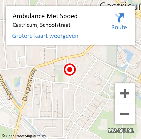 Locatie op kaart van de 112 melding: Ambulance Met Spoed Naar Castricum, Schoolstraat op 3 maart 2022 07:46