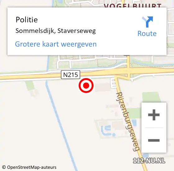 Locatie op kaart van de 112 melding: Politie Sommelsdijk, Staverseweg op 3 maart 2022 08:12