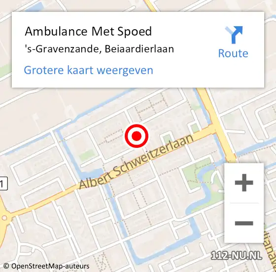 Locatie op kaart van de 112 melding: Ambulance Met Spoed Naar 's-Gravenzande, Beiaardierlaan op 10 juli 2014 05:05