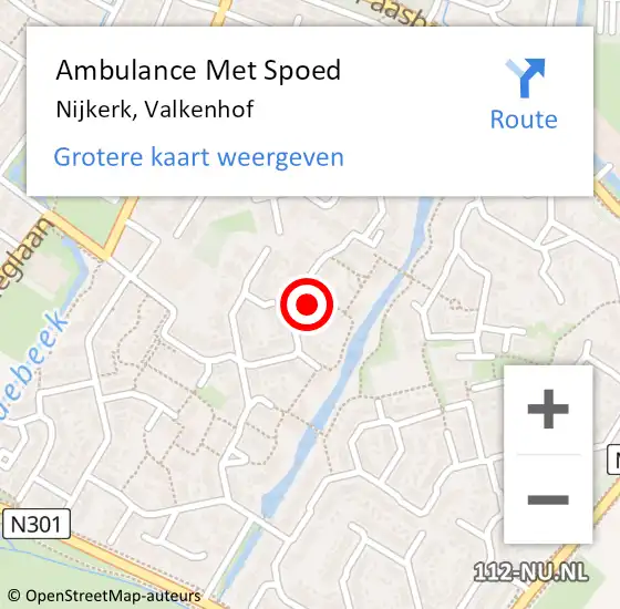 Locatie op kaart van de 112 melding: Ambulance Met Spoed Naar Nijkerk, Valkenhof op 3 maart 2022 08:15