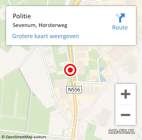 Locatie op kaart van de 112 melding: Politie Sevenum, Horsterweg op 3 maart 2022 08:19