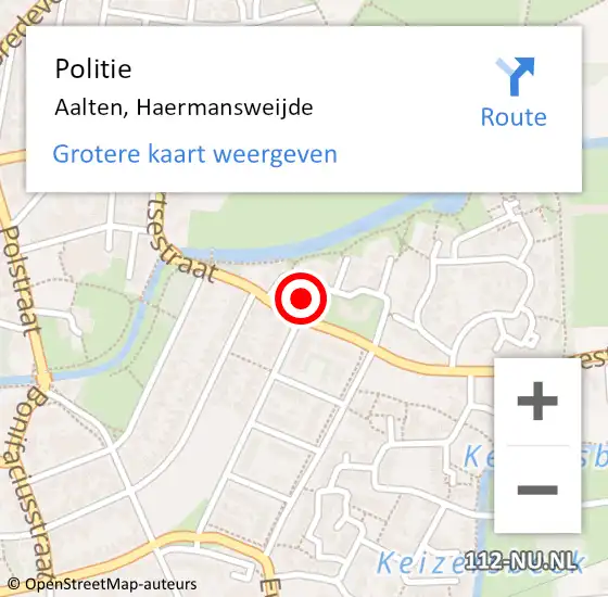 Locatie op kaart van de 112 melding: Politie Aalten, Haermansweijde op 3 maart 2022 08:47