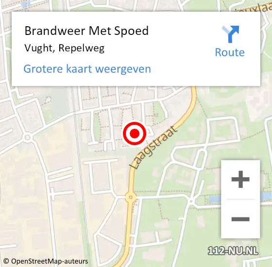 Locatie op kaart van de 112 melding: Brandweer Met Spoed Naar Vught, Repelweg op 3 maart 2022 08:55