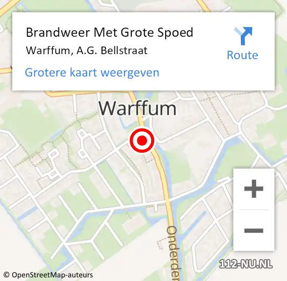 Locatie op kaart van de 112 melding: Brandweer Met Grote Spoed Naar Warffum, A.G. Bellstraat op 3 maart 2022 08:57