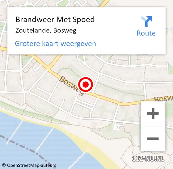 Locatie op kaart van de 112 melding: Brandweer Met Spoed Naar Zoutelande, Bosweg op 3 maart 2022 09:02