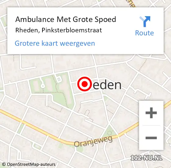 Locatie op kaart van de 112 melding: Ambulance Met Grote Spoed Naar Rheden, Pinksterbloemstraat op 3 maart 2022 09:16