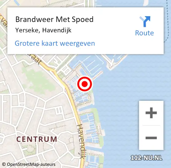 Locatie op kaart van de 112 melding: Brandweer Met Spoed Naar Yerseke, Havendijk op 3 maart 2022 09:19