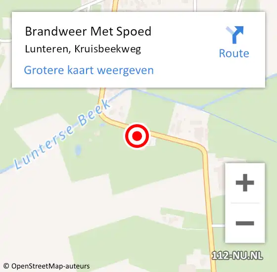 Locatie op kaart van de 112 melding: Brandweer Met Spoed Naar Lunteren, Kruisbeekweg op 3 maart 2022 09:27