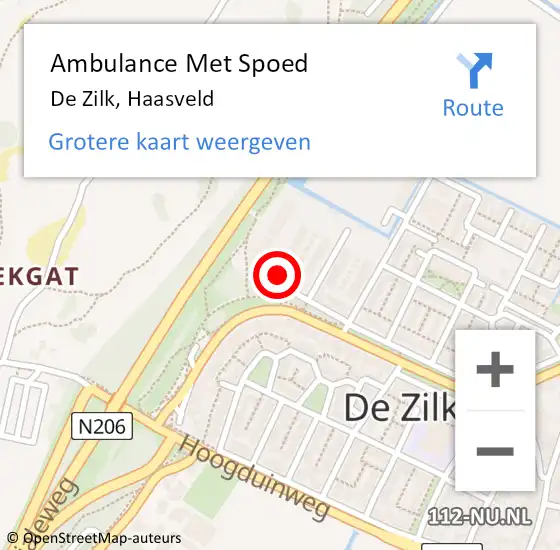 Locatie op kaart van de 112 melding: Ambulance Met Spoed Naar De Zilk, Haasveld op 3 maart 2022 09:35