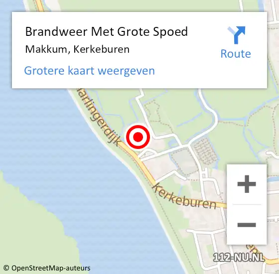 Locatie op kaart van de 112 melding: Brandweer Met Grote Spoed Naar Makkum, Kerkeburen op 3 maart 2022 09:35