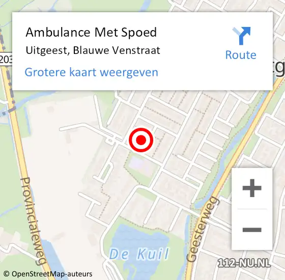 Locatie op kaart van de 112 melding: Ambulance Met Spoed Naar Uitgeest, Blauwe Venstraat op 3 maart 2022 09:38