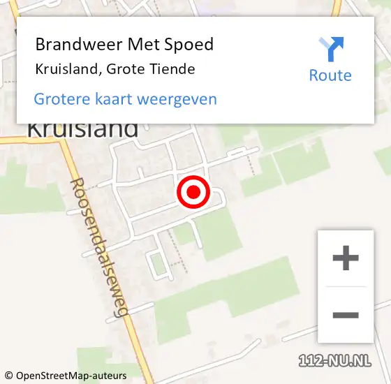 Locatie op kaart van de 112 melding: Brandweer Met Spoed Naar Kruisland, Grote Tiende op 3 maart 2022 09:46