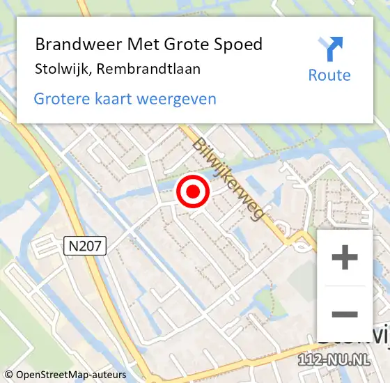 Locatie op kaart van de 112 melding: Brandweer Met Grote Spoed Naar Stolwijk, Rembrandtlaan op 3 maart 2022 09:54