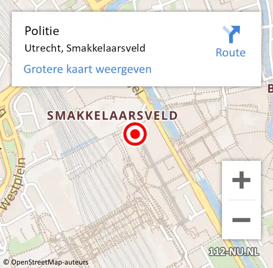 Locatie op kaart van de 112 melding: Politie Utrecht, Smakkelaarsveld op 3 maart 2022 09:55