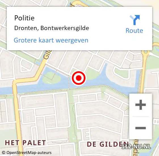 Locatie op kaart van de 112 melding: Politie Dronten, Bontwerkersgilde op 3 maart 2022 10:06