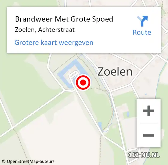 Locatie op kaart van de 112 melding: Brandweer Met Grote Spoed Naar Zoelen, Achterstraat op 3 maart 2022 10:06