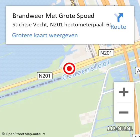 Locatie op kaart van de 112 melding: Brandweer Met Grote Spoed Naar Stichtse Vecht, N201 hectometerpaal: 61 op 3 maart 2022 10:11