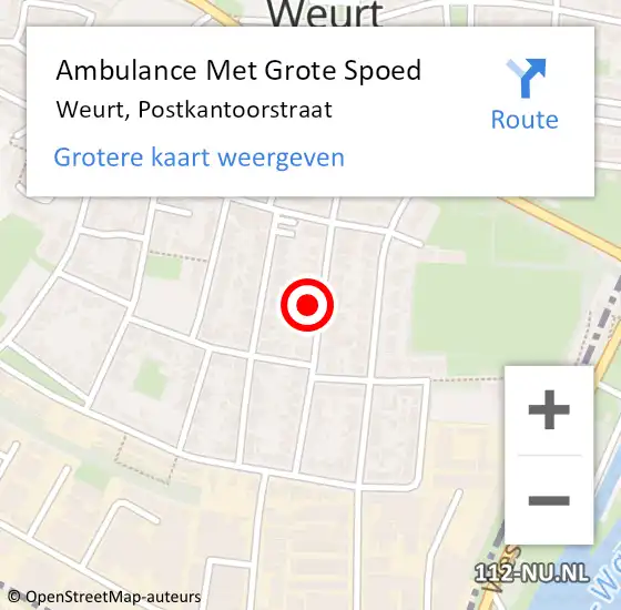 Locatie op kaart van de 112 melding: Ambulance Met Grote Spoed Naar Weurt, Postkantoorstraat op 3 maart 2022 10:12